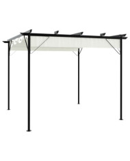 Pergola avec toit rétractable Blanc crème 3 x 3 m Acier | Mobilier & Déco
