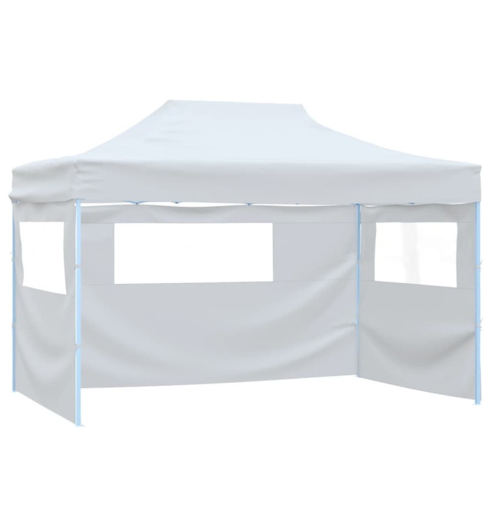 Tente pliable de réception avec 3 parois 3 x 4,5 m Blanc | Mobilier & Déco