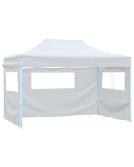 Tente pliable de réception avec 3 parois 3 x 4,5 m Blanc | Mobilier & Déco