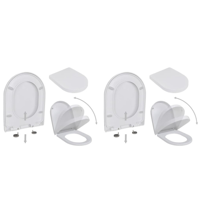 Abattant WC avec frein de chute 2 pcs Plastique Blanc | Mobilier & Déco