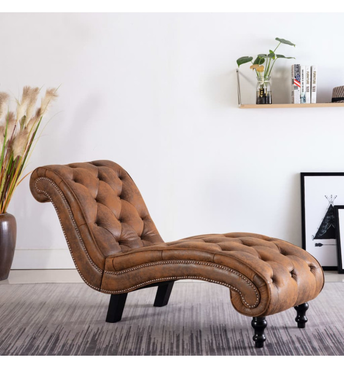 Chaise longue Marron Similicuir daim | Mobilier & Déco