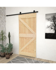 Porte coulissante avec kit de quincaillerie 90x210cm Pin massif | Mobilier & Déco