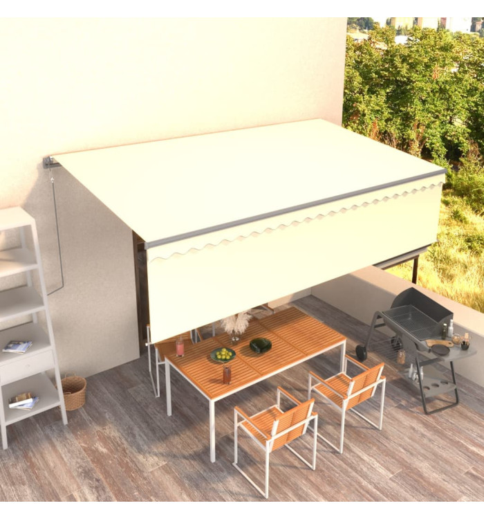 Auvent rétractable automatique avec store 5x3 m Crème | Mobilier & Déco