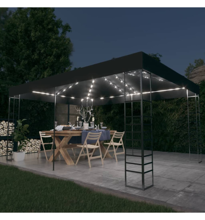 Tonnelle avec guirlande lumineuse à LED 3x4 m Anthracite | Mobilier & Déco