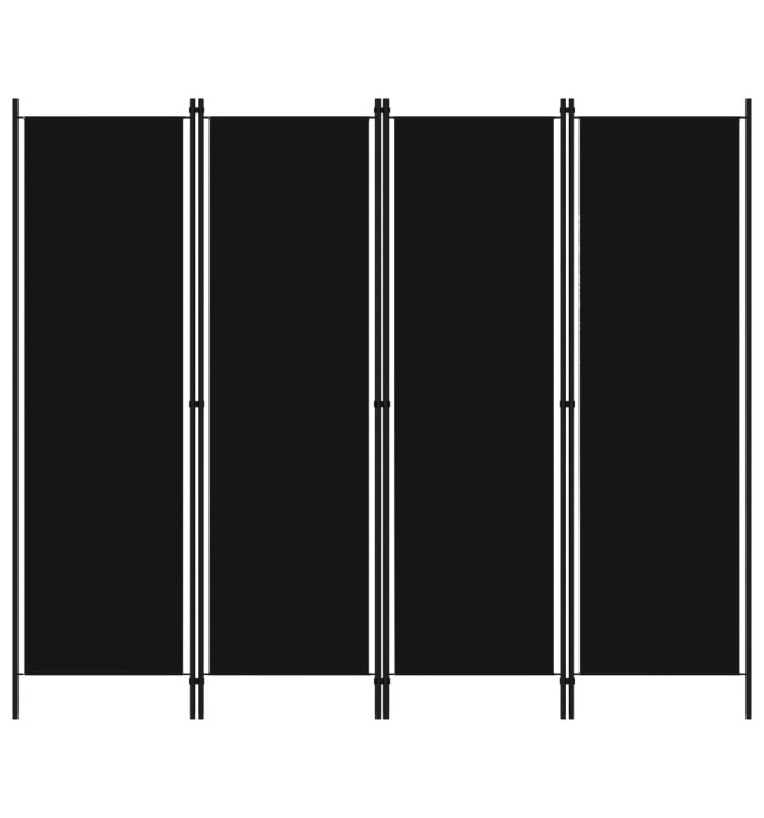 Cloison de séparation 4 panneaux Noir 200x180 cm | Mobilier & Déco