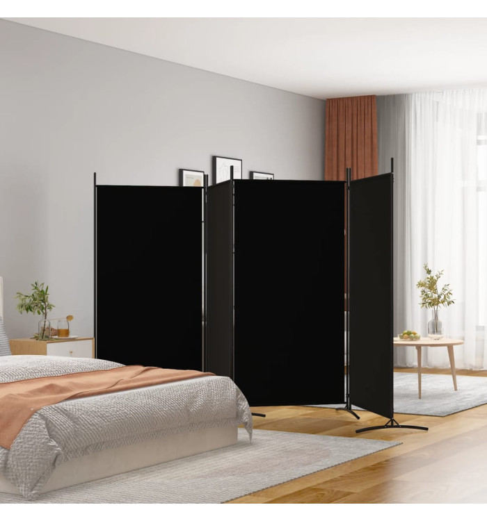 Cloison de séparation 4 panneaux Noir 346x180 cm Tissu | Mobilier & Déco