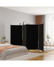 Cloison de séparation 4 panneaux Noir 346x180 cm Tissu | Mobilier & Déco