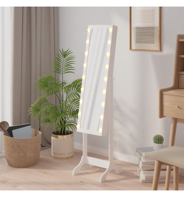 Miroir sur pied blanc avec LED blanc 34x37x146 cm | Mobilier & Déco