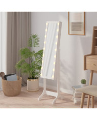 Miroir sur pied blanc avec LED blanc 34x37x146 cm | Mobilier & Déco