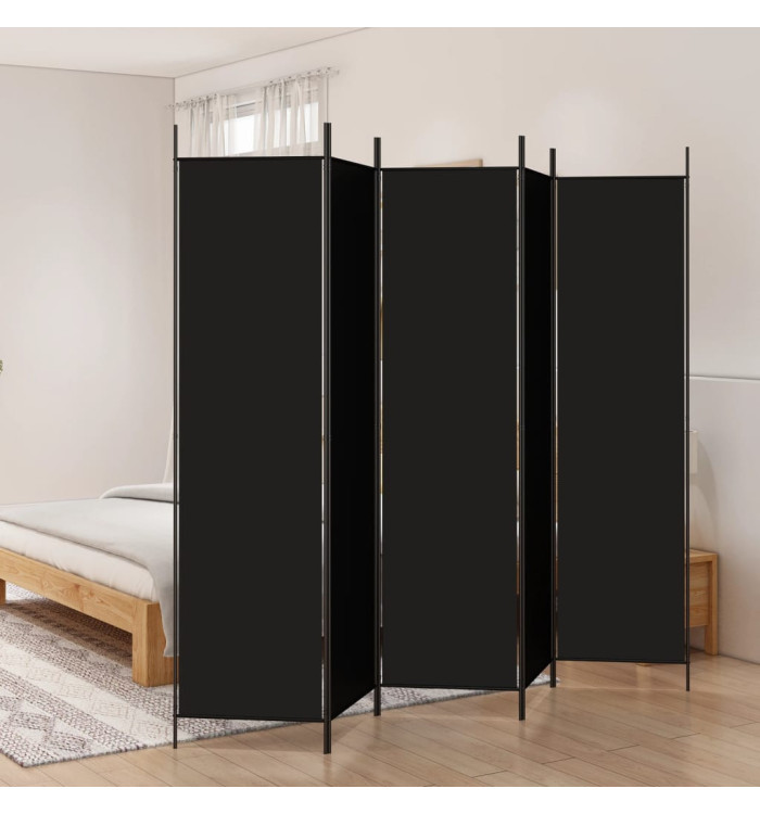 Cloison de séparation 5 panneaux Noir 250x200 cm Tissu | Mobilier & Déco