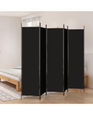 Cloison de séparation 5 panneaux Noir 250x200 cm Tissu | Mobilier & Déco