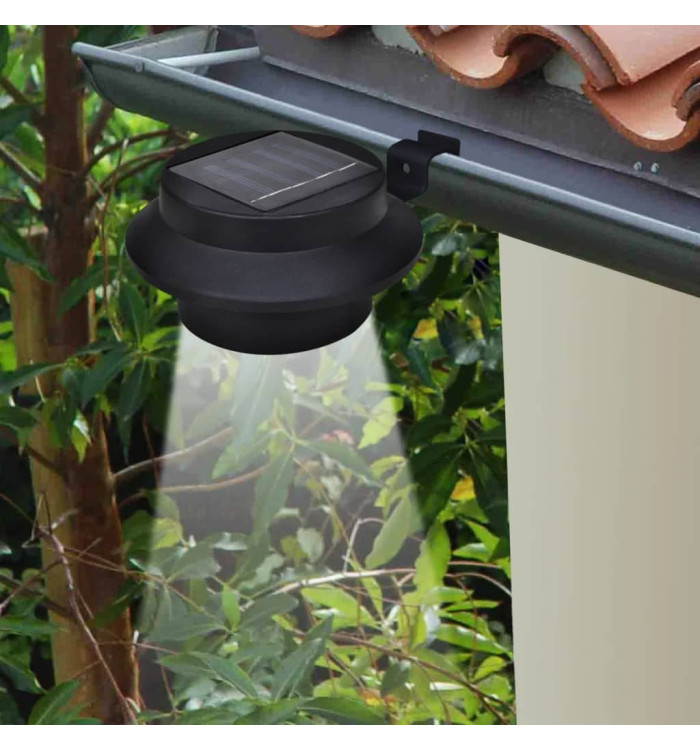 Lampes solaires 6 pcs pour clôture gouttière Noir | Mobilier & Déco