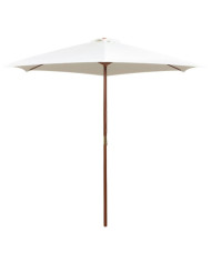 Parasol avec poteau en bois 270 x 270 cm Blanc crème | Mobilier & Déco