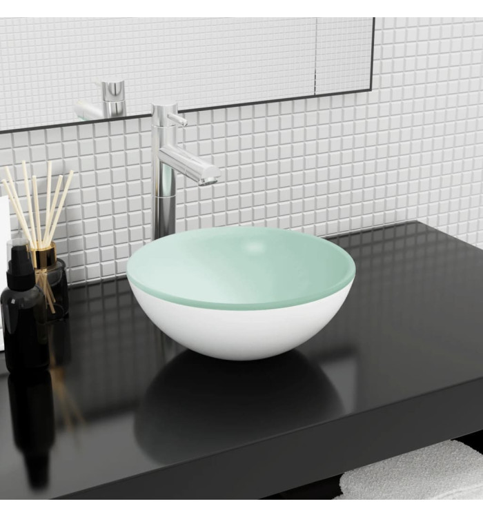 Lavabo Verre trempé 30x12 cm Blanc | Mobilier & Déco