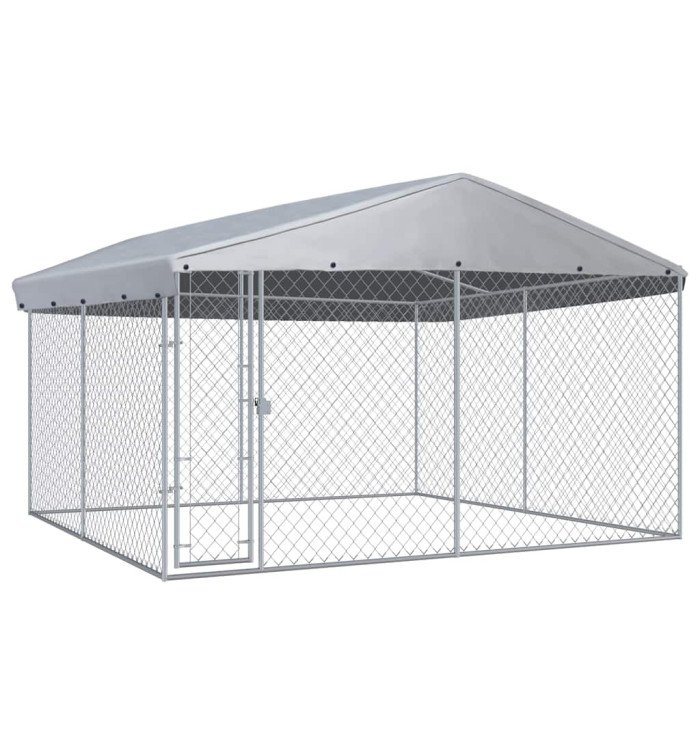 Chenil extérieur avec toit pour chiens 382x382x225 cm | Mobilier & Déco