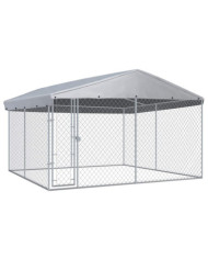 Chenil extérieur avec toit pour chiens 382x382x225 cm | Mobilier & Déco
