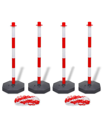 Jeu de 4 poteaux à chaîne et 2 chaînes en plastique 10m chacune | Mobilier & Déco