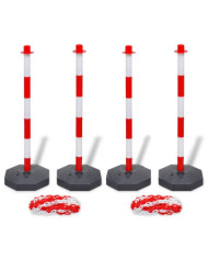 Jeu de 4 poteaux à chaîne et 2 chaînes en plastique 10m chacune | Mobilier & Déco