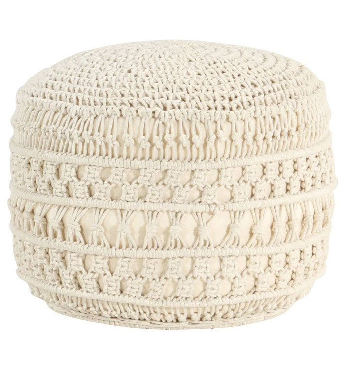 Pouf fait à la main en macramé 45x30 cm Coton | Mobilier & Déco