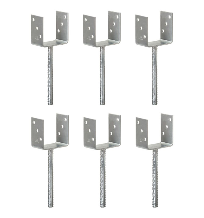 Piquets de clôture 6 pcs Argenté 10x6x30 cm Acier galvanisé | Mobilier & Déco