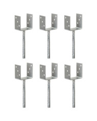 Piquets de clôture 6 pcs Argenté 10x6x30 cm Acier galvanisé | Mobilier & Déco