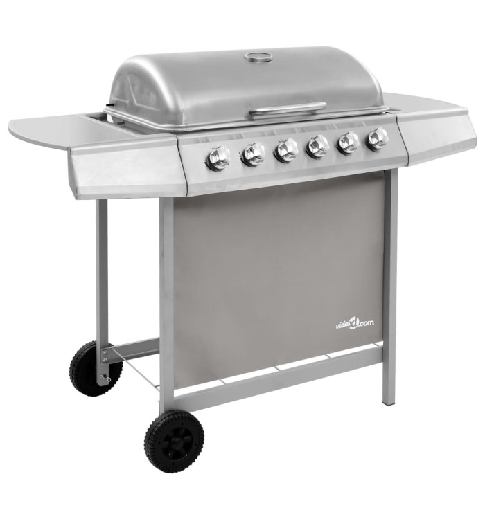 Barbecue gril à gaz avec 6 brûleurs Argenté | Mobilier & Déco