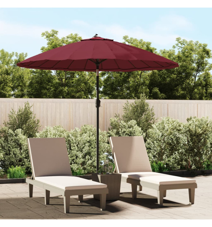 Parasol d'extérieur avec mât en aluminium 270 cm rouge bordeaux | Mobilier & Déco