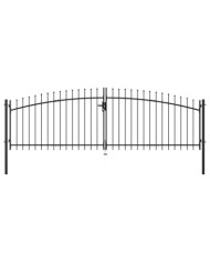 Double portail avec haut sous forme de lance 400 x 150 cm | Mobilier & Déco