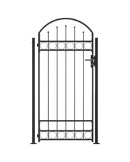 Portail de clôture à dessus arqué et 2 poteaux 105x204 cm Noir | Mobilier & Déco