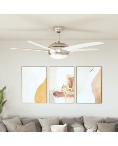 Ventilateur de plafond orné avec lampe 128 cm Blanc | Mobilier & Déco