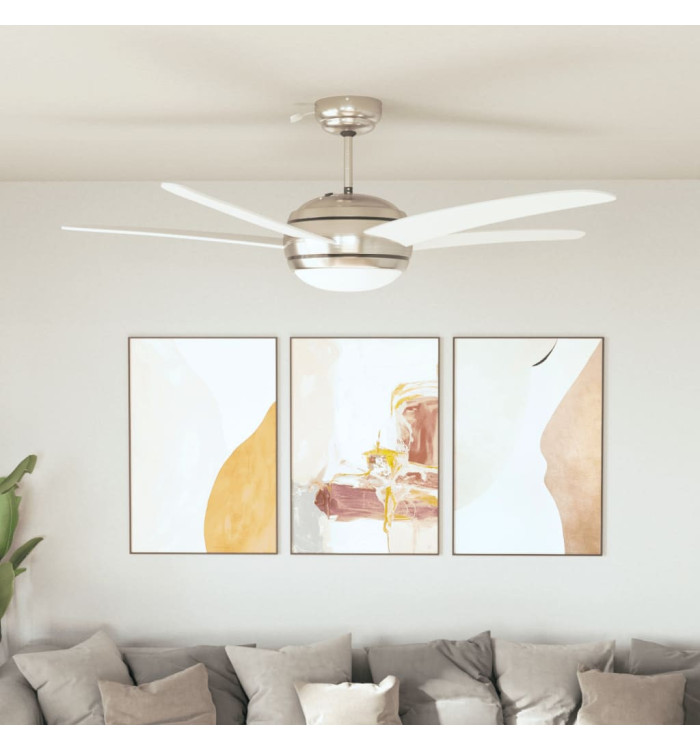 Ventilateur de plafond orné avec lampe 128 cm Blanc | Mobilier & Déco