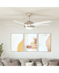 Ventilateur de plafond orné avec lampe 128 cm Blanc | Mobilier & Déco