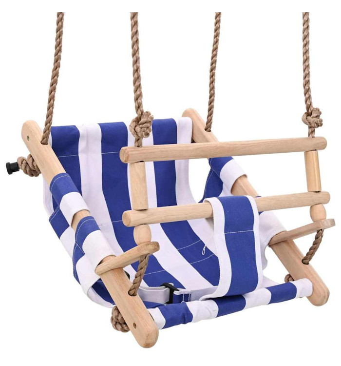 Balançoire pour bébé avec ceinture de sécurité Coton Bois Bleu | Mobilier & Déco