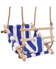 Balançoire pour bébé avec ceinture de sécurité Coton Bois Bleu | Mobilier & Déco
