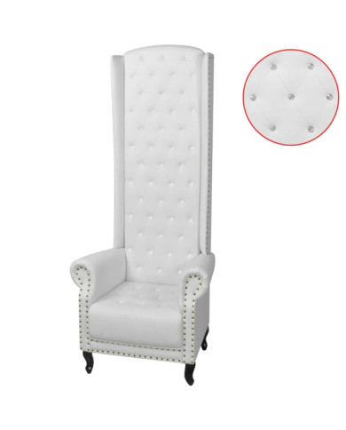 Chaise à dossier haut blanc similicuir | Mobilier & Déco