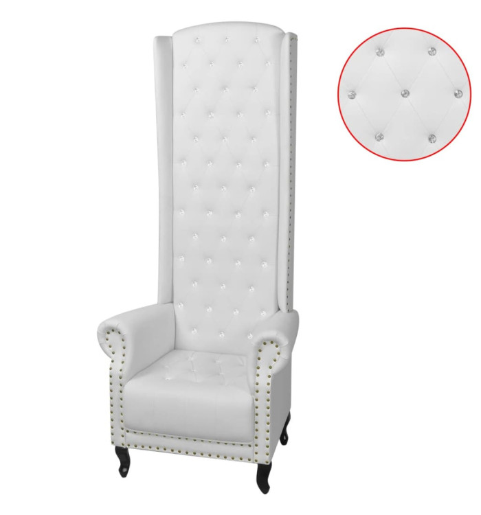 Chaise à dossier haut blanc similicuir | Mobilier & Déco