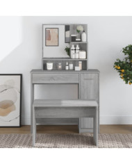 Coiffeuse avec miroir Sonoma gris 86,5x35x136 cm | Mobilier & Déco