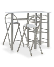 Ensemble de bar avec étagères 3 pcs Bois et acier Blanc | Mobilier & Déco