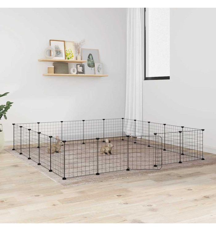 Cage animaux de compagnie à 20 panneaux et porte Noir 35x35 cm | Mobilier & Déco