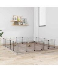 Cage animaux de compagnie à 20 panneaux et porte Noir 35x35 cm | Mobilier & Déco