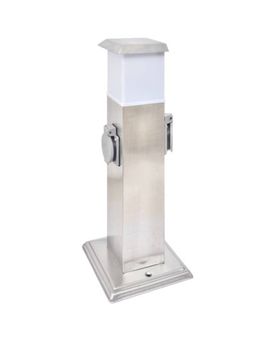 Pilier de prise de jardin avec lampe Acier inoxydable | Mobilier & Déco