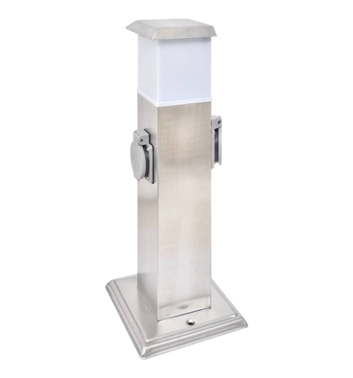 Pilier de prise de jardin avec lampe Acier inoxydable | Mobilier & Déco