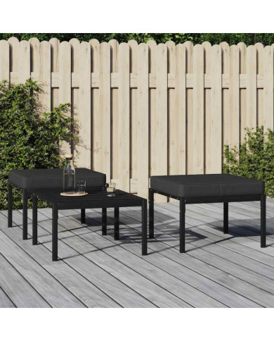 Tabourets de jardin et coussins gris lot de 2 60x60x35 cm acier | Mobilier & Déco