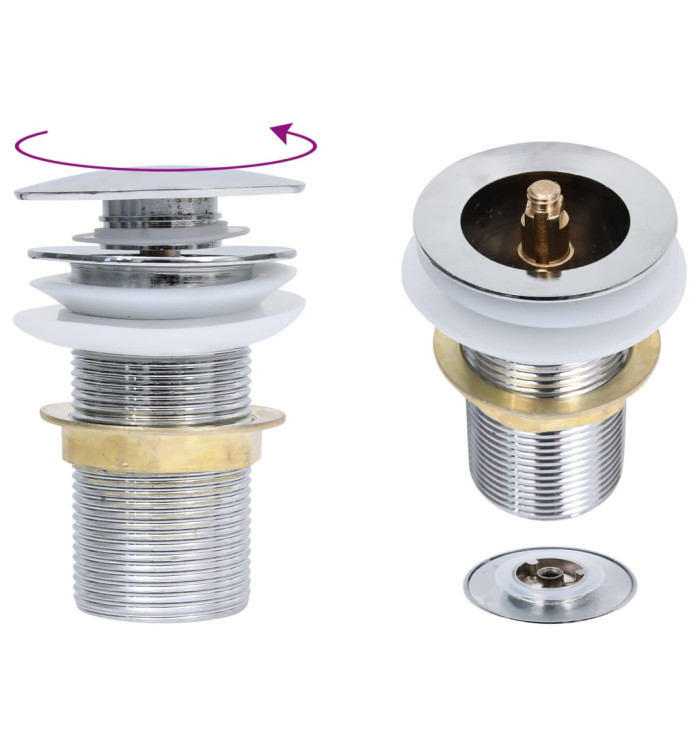 Drain à poussoir sans débordement Chrome 6,4x6,4x9,1 cm | Mobilier & Déco