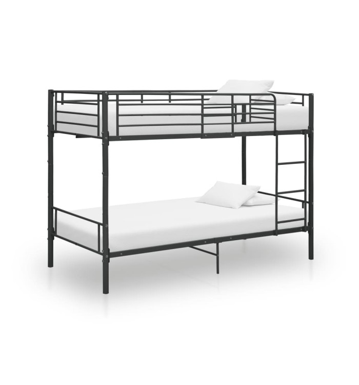 Lit superposé sans matelas noir métal 90x200 cm | Mobilier & Déco