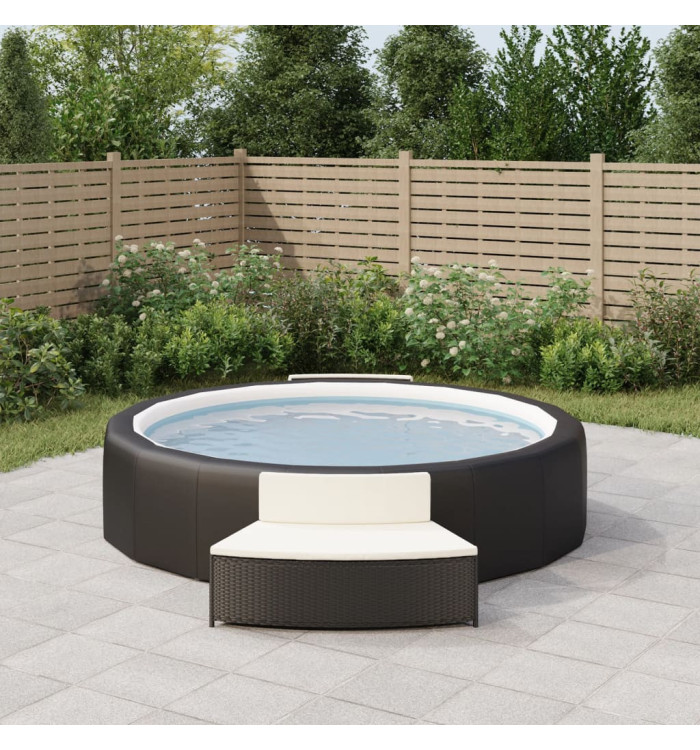Bancs de spa avec coussins lot de 2 noir résine tressée | Mobilier & Déco