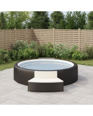 Bancs de spa avec coussins lot de 2 noir résine tressée | Mobilier & Déco