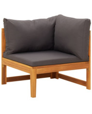 Canapé d'angle avec coussins gris foncé Bois d'acacia solide | Mobilier & Déco