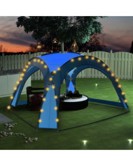 Tente de réception avec LED et 4 parois 3,6x3,6x2,3 m Bleu | Mobilier & Déco