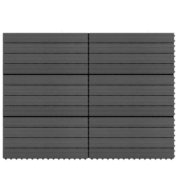 Carreaux de terrasse 6 pcs WPC 60x30 cm 1,08 m² Noir | Mobilier & Déco